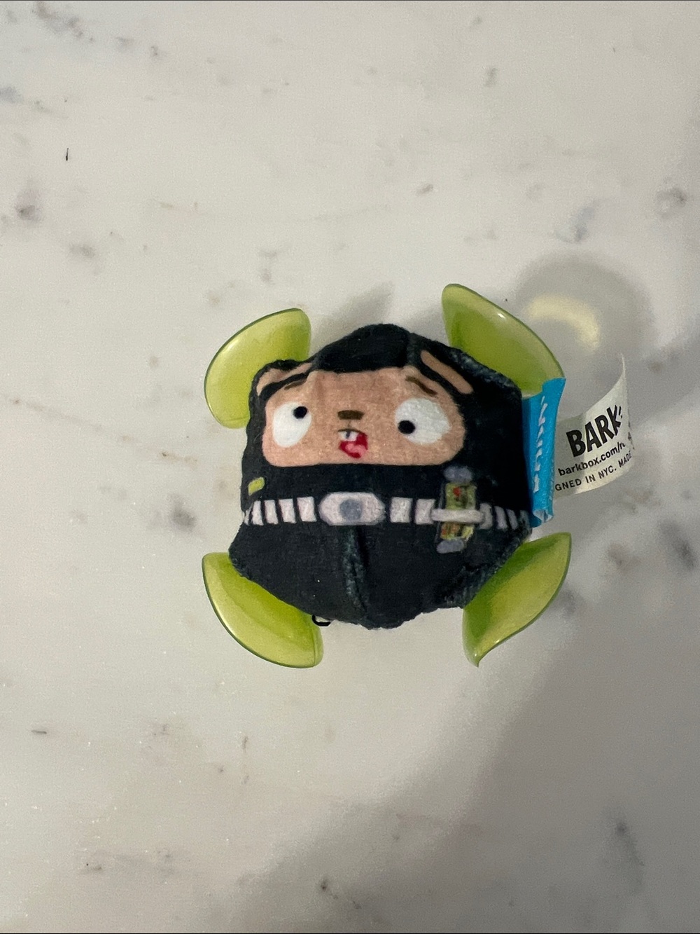 Bark Black Plush Character Toy with Lime Accents